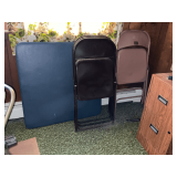 Card table and 4 non-matching metal chairs