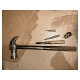 Pair of brass handled hammer with screwdriver in handle