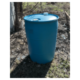 Blue plastic barrel