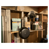 Camping supplies, heater, coffee pot, fan