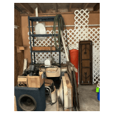 Kitchen table chairs, orange fence, plastic lattice, plastic shelf, mailbox, etc.