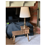 End table with 32' T brass lamp