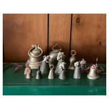 Collection of brass bells up to 6' T.