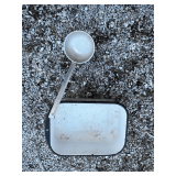 Enamel pan with metal ladle