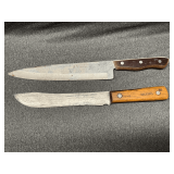 Shapleigh's Hammer Forged butcher knife and other Chef's knife.