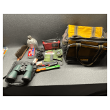 Cooltech cooler, solar crank radio, firestick, compass, binoculars