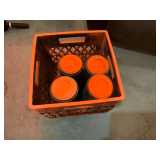 Clay birds in milk crate