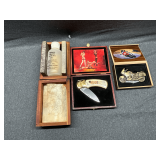 Collector's knives, sharpening stones and honing oil.