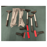 Scrapers, various size handles, 4" blade.