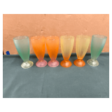 6 Frosted soda glasses, 7 1/2" T.