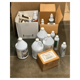 Assortment of cleaners, glass cleaner, Champion insecticide