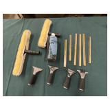 Window washing equipment, squeegee, washing liquid, golden glove wipes, extra handles, etc.