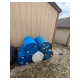 (5) 55 gallon plastic barrels.