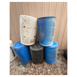 (5) 55 gallon plastic barrels.