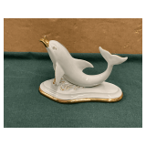 Porcelain dolphin with gold accents, 7" L.