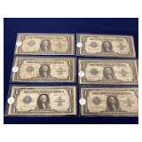 6 U.S. silver certificate large bills