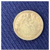 1854 Seated Liberty dime with arrows