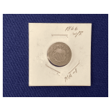 1866 shield nickel with rays