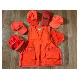 Blaze orange hunting vest, cap and hats