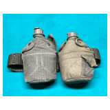 Pair of US Military canteens with pouches on military belt,