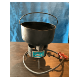 Fish cooker, 12" W cast iron kettle, bail handle, hose, etc.