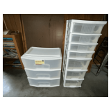 Pair of rolling plastic drawers, Contico 7-drawer