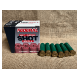 12 gauge shotgun shells, 25 rounds 8 shot
