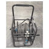 Water hose on reel cart