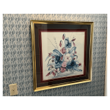 Framed bouquet print, 28" x 28"