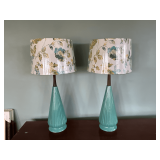 Pair of table lamps with floral shades