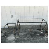 Pair of patio table metal frames, up to 44" W x 15" D x 28" T.