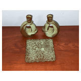 Frankoma No. 305 candle holders, 5 1/2" T