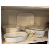 French White Corning Ware and other casserole dishes