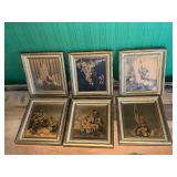6 framed vintage prints