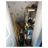 Art supplies, canvases, paints, cabinet doors, shelving unit, etc.