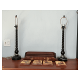 Pair of table lamps, 26" T