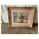 Framed and matted floral print