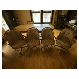 Set of 4 rolling dining chairs with upholstered seats