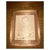 Wood burnt framed picture