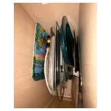 Baking pans, trays, cutting board, 19" turkey platter