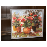 Oil on canvas geraniums