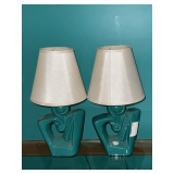 Pair of vintage turquoise color lamps