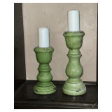 Pair of ceramic candleholders