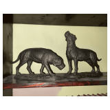 Pair of metal hunting dog figurines