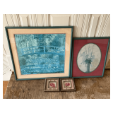 Framed and matted floral prints