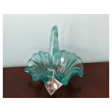 Fenton basket, applied handle, label and tag