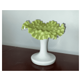 Fluted ruffle edged blown vase