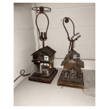 Pair of birdhouse lamps