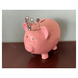 Piggy bank with tiara, 11" L x 8" T