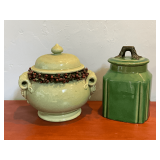 10 1/2" T green cookie jar